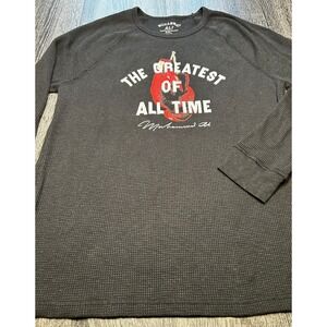 Muhammad Ali x Lucky Brand Black Graphic Thermal Waffle Knit Boxing L/S Tee‎ XXL